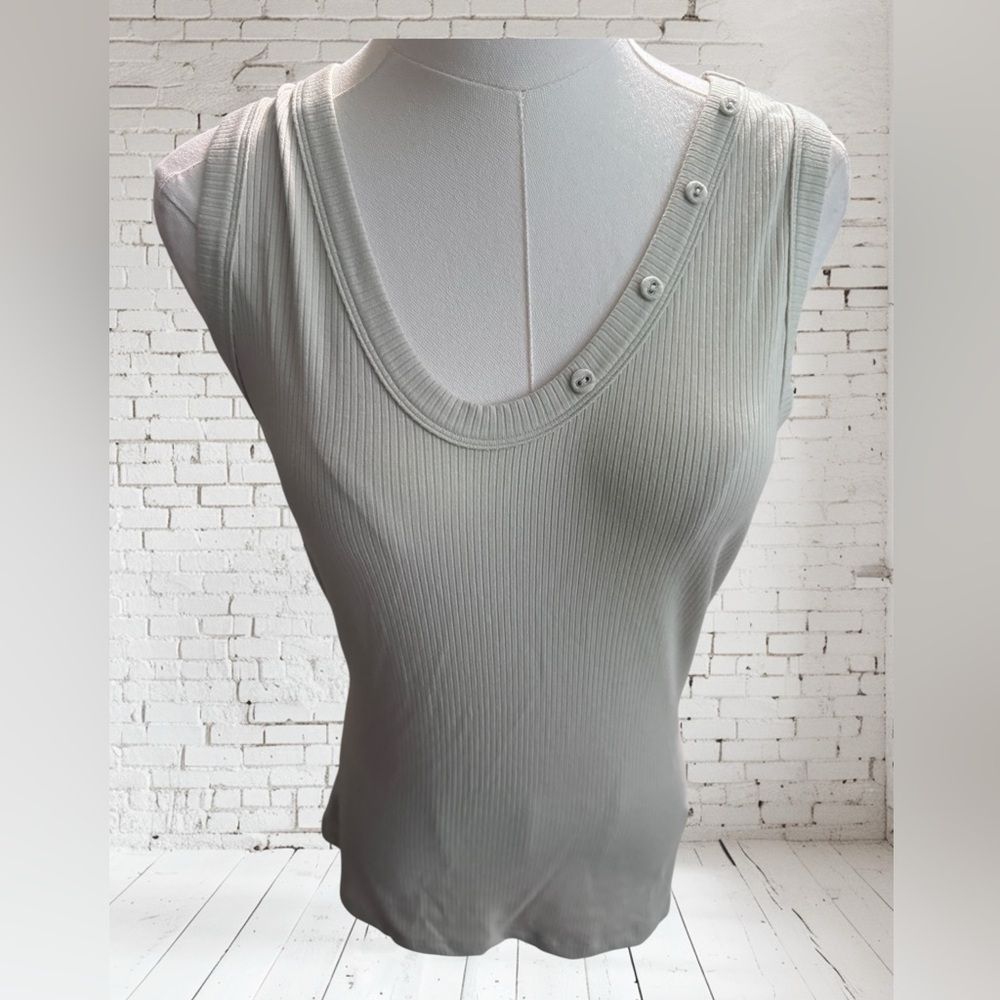 Doe & Rae Ribbed Tank Sz S NWOT | Button Detail Sleeveless Knit Top